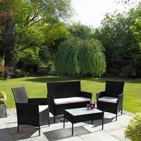 Neo® 4 Piece Rattan Outdoor Furniture Sofa Table Chair Set Garden Patio Conservatory Available in Black or Grey (Black)