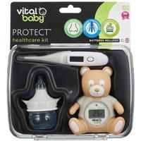 vital baby PROTECT Healthcare Kit, Room and Bath Thermometer, Nasal Aspirator, Contact Thermometer, Nursery Health and Safety, Decongester