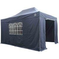 All Seasons Gazebos 3x4.5m Heavy Duty Fully Waterproof Pop up Gazebo with 4 Premium Side Walls (Navy Blue) with Electric Gazebo/Gas Patio Heater