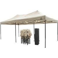 All Seasons Gazebos, Choice of colours, 3x6m (10ft x 20ft) Heavy Duty, Fully Waterproof, PVC Coated, Premium Pop Up Gazebo + Carry Bag With Wheels & 4 x Superior Leg Weight bags. (Beige)