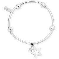 ChloBo Noodle Ball Double Star Bracelet Silver Finish