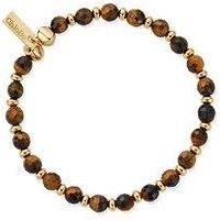 Chlobo Mens Gold Tigers Eye Slim Round Bracelet