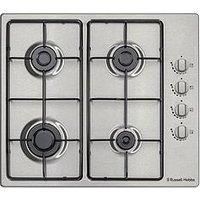 Russell Hobbs RH60GH401SS 4-Burner Stainless Steel Gas Hob, 59 cm