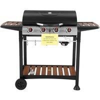 George Foreman 4 Burner Gas BBQ - Black and Wood-Effect