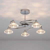 Polished Chrome Spiral 5 Light Semi Flush Ceiling Light