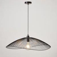 Contemporary Large Black Pendant Ceiling Light Decorative shade with curved metal threads