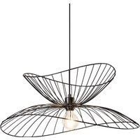 Contemporary Medium Black Pendant Ceiling Light Twin Shades made with curved metal threads