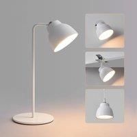 HARPER LIVING 4 in 1 Rechargeable Table Lamp, LED Desk Lamp with Touch Control, Magnetic 360° Rotate Bedside Wall Light, 3000K Dimmable Clip Lamp for Reading Home Office Bedroom -White