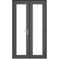 Crystal uPVC Clear French Door Left Hand Master 1390mm x 2090mm Clear Glazing - Grey