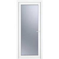 Crystal uPVC Obscure Single Door Full Glass Left Hand Open 890mm x 2090mm Obscure Glazing - White