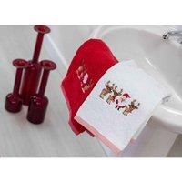 Allure Santa Christmas Towels, Pack of 2, Hand Towel (50 x 90cm) & Guest Towel (40 x 60cm), 100% Cotton