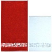 Christmas Hand Guest Kitchen Towel Set 100% Cotton Luxury Embroidered Design