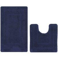 2pc Bath Mat & Toilet Pedestal Set Non-Slip Supersoft Microfibre Bathroom Luxury