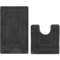 2pc Bath Mat & Toilet Pedestal Set Non-Slip Supersoft Microfibre Bathroom Luxury