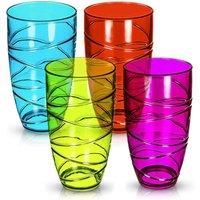 4 x COLOURED BELLO PLASTIC ACRYLIC TUMBLERS GLASSES HI BALL GLASS PARTY PICNIC