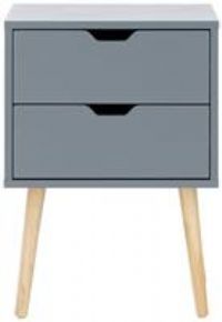 GFW The Furniture Warehouse Scandinavian Style Nyborg Bedside Cabinet with Wooden Legs - Grey, White, Yellow#1xDark Grey