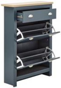 GFW Lancaster 2 Door 1 Drawer Shoe Cabinet - Slate Blue