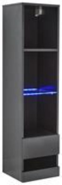 Galicia High Gloss Modern Shelf Unit with Blue LED Lights - Black, Grey or White