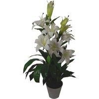 90cm (3ft) Artificial Lilies Stargazer Style Lily Plant Large Flowers White L...