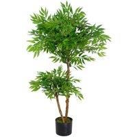 Artificial Ficus Tree Plant 100cm Ruscus Ficus Real Wood Trunk