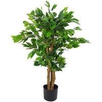 Artificial Ficus Tree Plant 90cm Evergreen Real Wood Trunk