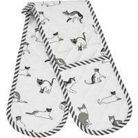 Penguin Home® Double Oven Gloves |Oven Mitts |Heat Resistant |Recycled Cotton |Eco Friendly |Sustainable |400 gsm poly wadding|Colour-White,Grey & Black| Size-18x90 cm|