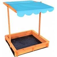 NEW! Childrens Wooden Garden Sand Pit with Adjustable Canopy Sun Shade