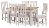 Julian Bowen Richmond 140  180 Cm Extending Solid Wood And Veneer Dining Table + 6 Chairs