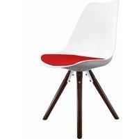 Fusion Living Soho Plastic Dining Chair With Pyramid Dark Wood Legs White & Red