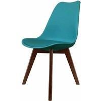 Fusion Living Soho Plastic Dining Chair With Squared Dark Wood Legs Teal