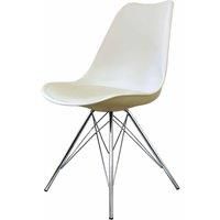 Fusion Living Soho Plastic Dining Chair With Chrome Metal Legs Vanilla