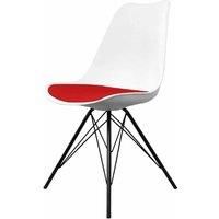 Fusion Living Soho Plastic Dining Chair With Black Metal Legs White & Red