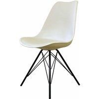 Fusion Living Soho Plastic Dining Chair With Black Metal Legs Vanilla