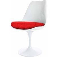 Fusion Living White Tulip Dining Chair With Textured Cushion Red