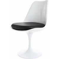 Fusion Living White Tulip Dining Chair With Pu Cushion Black