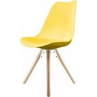 Fusion Living Soho Plastic Dining Chair With Pyramid Light Wood Legs Yellow