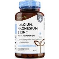 Calcium Magnesium Zinc & Vitamin D3 Supplement - 365 Vegetarian Tablets - 6 Month Supply of High Strength Osteo Tablets - Calcium Supplement Complex - Made in The UK by Nutravita