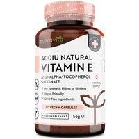 Vitamin E 400IU D-Alpha Tocopherol – 100% Natural Vitamin E – Highly Absorbable – 90 Vegan Capsules – 3 Month Supply – Protects Cells from Oxidative Stress – Made in The UK by Nutravita