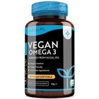 Vegan High Strength Omega 3 2000mg Soft Gels - 600mg DHA & 300mg EPA per Serving - Plant-Based Omega 3 Softgels Derived from Sustainable Algal Oil - 60 Vegan Softgels - Made in The UK by Nutravita