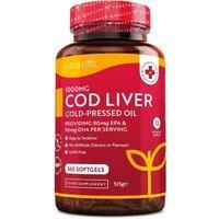 Cod Liver Oil 1000mg - 365 Softgels of Premium Cold Pressed Fish Oil - Rich in High Strength Omega 3, Vitamins A, D, E & Garlic Oil - Supports Heart & Brain Health - Made in The UK by Nutravita