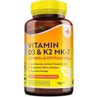 Vitamin D3 4000 IU & Vitamin K2 100ug MK7 (K2VITAL®) – Max Strength - 120 Capsules – Supports Normal Bones, Muscles & Immune System – Cholecalciferol & Menaquinone-7 – Made in The UK by Nutravita