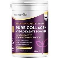 Collagen Powder 500g - Premium Gold Standard Bovine Collagen Peptides Powder - 50 Servings - Bovine Collagen Peptides Supplement with 8 Essential Amino Acids - Made in The UK by Nutravita