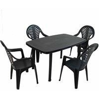 TRABELLA Rimini Garden Table with PINETO Chair, Polypropylene, Anthracite, 137cm