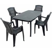 Trabella Rimini Rectangular Table With 4 Parma Chairs Set Anthracite