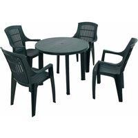 Trabella Revello Round Table With 4 Parma Chairs Set Green