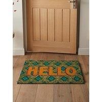 Esselle Astley Hello Printed Pvc Backed Coir 40X60Cm Doormat