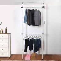 Telescopic Wardrobe Organiser Hanging Rail Clothes Rack Adjustable Storage UK