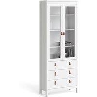 Barcelona China Cabinet 2 Doors With Glass + 3 Drawers In White