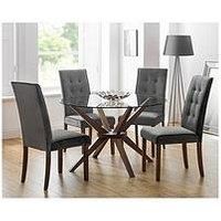 Julian Bowen Chelsea Small Dining Table & 4 Madrid Chairs, Walnut, 120cm