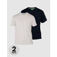 D555 (KS16894 Mens Pack of 2 Crew Neck T-Shirt in Black/White 2XL